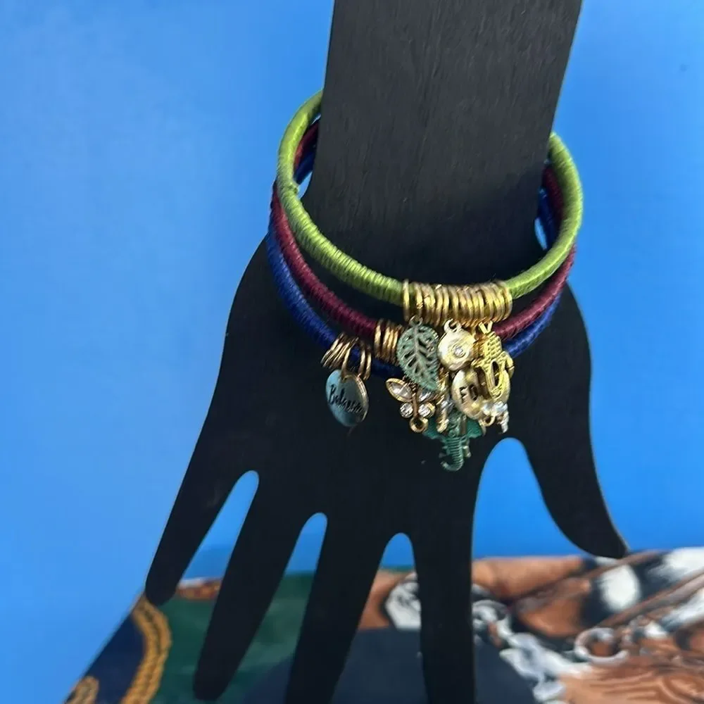 Boho Chic Handwrapped Bangle Bracelet Set of 3 Bohemian Jewelry Gift
